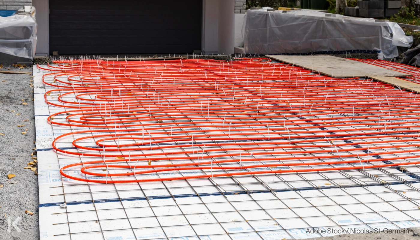 Glycol heating system on a driveway.