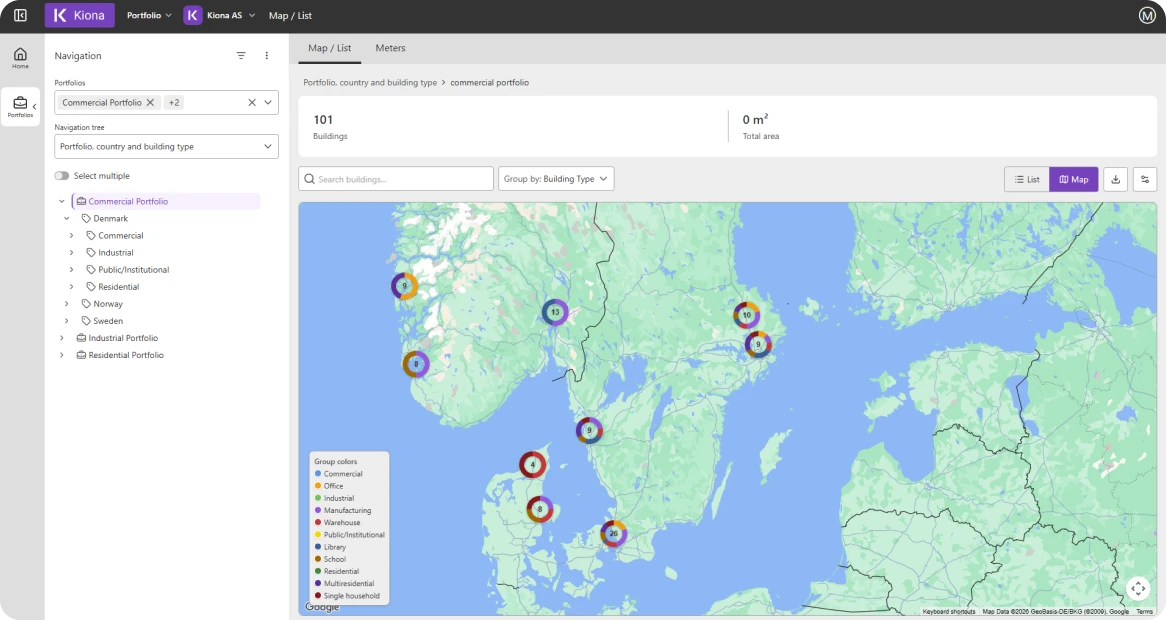 Screenshot of an interactive map in the new Energinet.